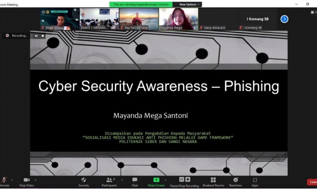 PPM POLTEK SSN MELAKUKAN SOSIALISASI MEDIA EDUKASI ANTI PHISHING MELALUI GAME FRAMEWORK UNTUK SISWA SMK NEGERI 1 NEGARA