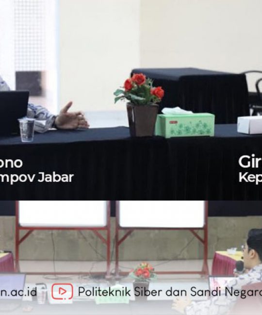 Kunjungan Diskominfo Pemprov Jabar ke Poltek SSN dalam rangka Konsultasi Penyusunan Dokumen Kebijakan Tata Kelola Keamanan Informasi Pada Área Secure Software Development Life Cycle.